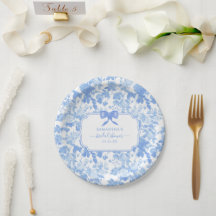 Blå Vita Blommor Rosor Chinoiserie Bröllopsdusch