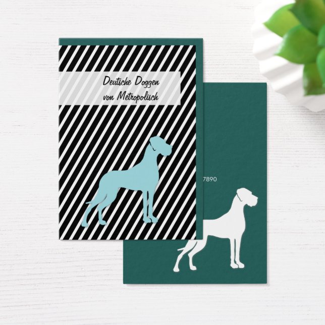blå vita Great Danes Visitkort (Skivbord)