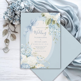Blå Vita Hydrangeas Vintage Elegant Bröllopsinbjud Inbjudningar