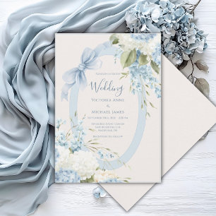 Blå Vita Hydrangeor Vintage Elegant Bröllop Inbjudningar