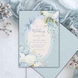Blå Vita Hydrangeor Vintage Elegant Bröllop  Inbjudningar