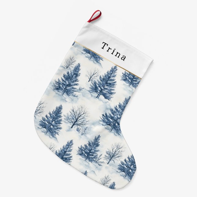 Blå Vita Julgranar Stor Julstrumpa (Framsidan (Hängande))