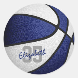 Blå vita lag färg-pojkar basketboll runt klistermärke