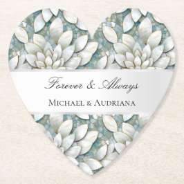 Blå Vita Lotus Blommor Bröllopsfest  Underlägg Papper