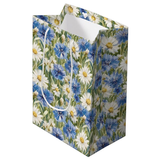 Blå vita margueriter blommor födelsedag (Framsidan Vinklad)