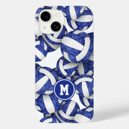 Blå vita, monogrammerade, roliga kulor mönster