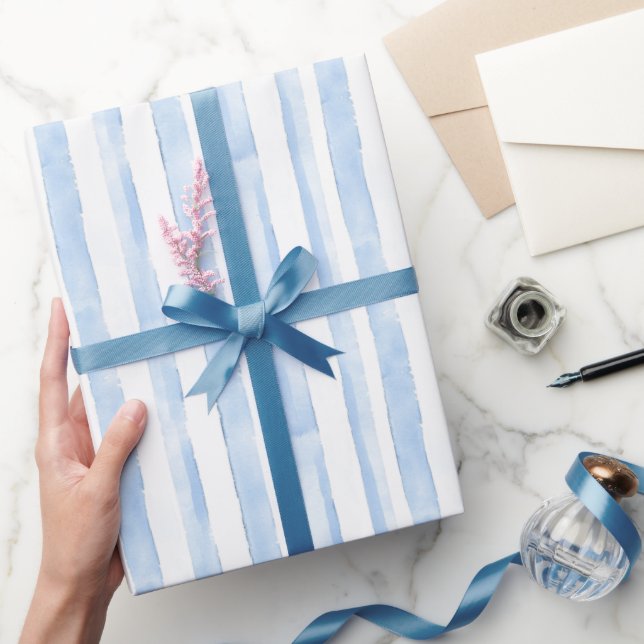 Blå Vita Ränder Bröllopsdusch Presentpapper (Gifting)