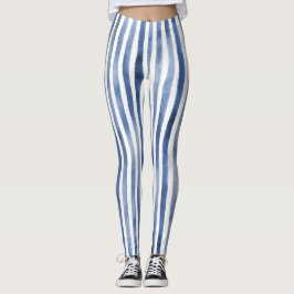 Blå Vita Ränder Leggings