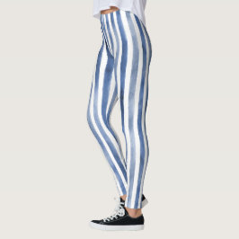 Blå Vita Ränder Leggings