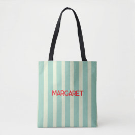 Blå vita ränder monogram namn tygkasse