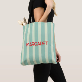 Blå vita ränder monogram namn tygkasse