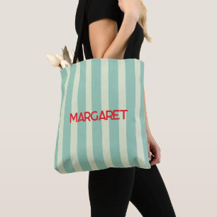 Blå vita ränder monogram namn tygkasse