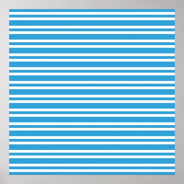 Blå vita randiga mönster poster (Framsidan)