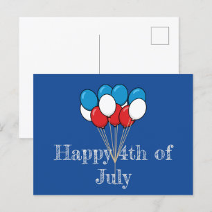 Blå vita röda patriotiska ballonger Anpassa Helg Vykort