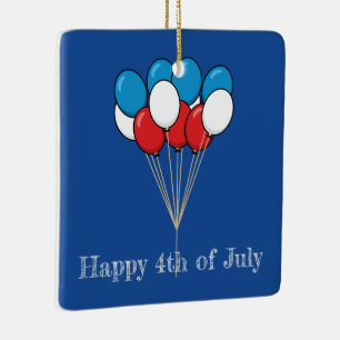 Blå vita röda patriotiska ballonger Anpassa Julgransprydnad Keramik