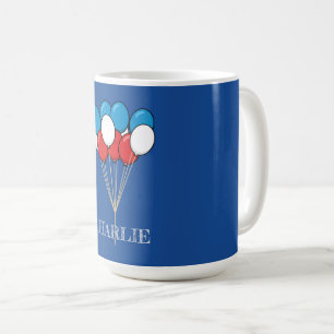 Blå vita röda patriotiska ballonger Anpassa Kaffemugg