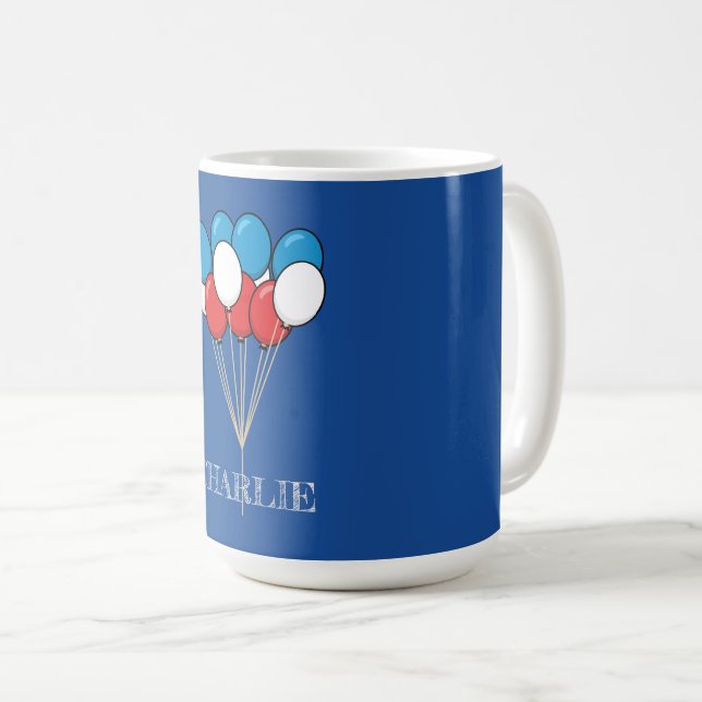 Blå vita röda patriotiska ballonger | Anpassa Kaffemugg (Framsida höger)