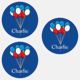 Blå vita röda patriotiska ballonger Anpassa Klistermärke