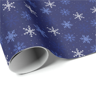 Blå Vita Snöflingor Mönster Presentpapper