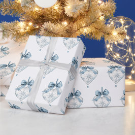 Blå Vita Snöflingor Slingor Hjärtan Jul Presentpapper
