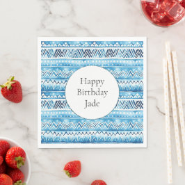 Blå vita stammen Rand Birthday Pappersservett
