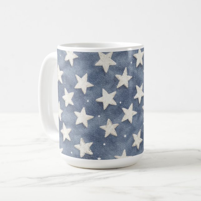 Blå Vita Stjärnor Kaffemugg (Framsida vänster)