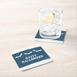 Blå vita vattenfärgade Fladdermöss Halloween Underlägg Papper Kvadrat