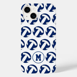 blå vita volleybollar mönster med monogram
