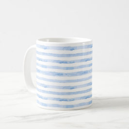 Blå vitt Trendig vattenfärgsstrimlad Kaffemugg