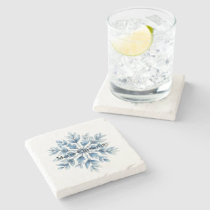 Blå vitvinter Snowflake Stenunderlägg