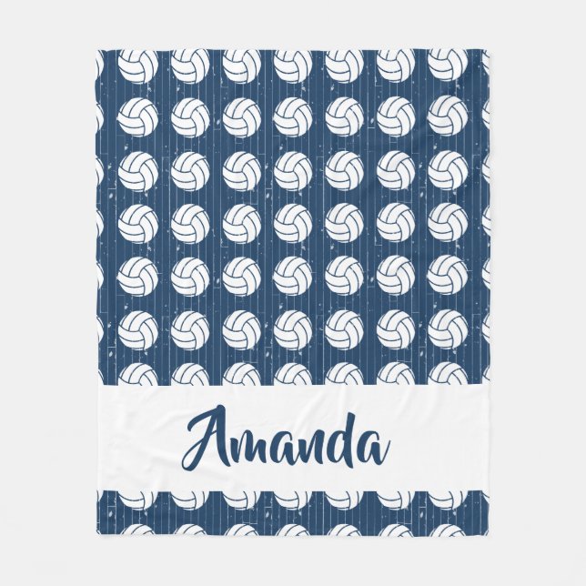 Blå volleyball Wood Golv mönstrad Fleecefilt (Framsidan)