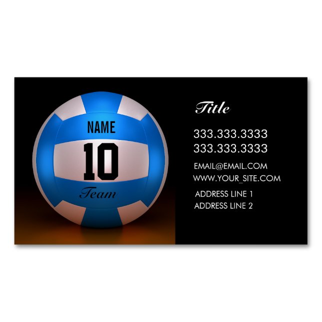 Blå volleyboll visitkortmagnet (Framsida)