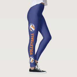 blå volleybollar med orange upp ben leggings