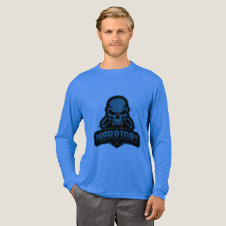Blå Warrior Maskot Skalle Långärmad T-Shirt