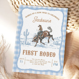 Blå Western Cowboy Första Rodeo Inbjudan