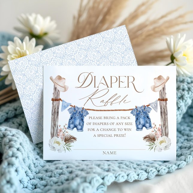Blå Westerna blaper Raffle Tilläggskort (Twin Buckaroos Cowboys Blue Western Diaper Raffle Enclosure Card)