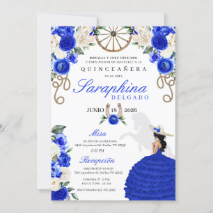 Blå Westerna Cowgirl Boots & Ro Quinceañera Inbjudningar