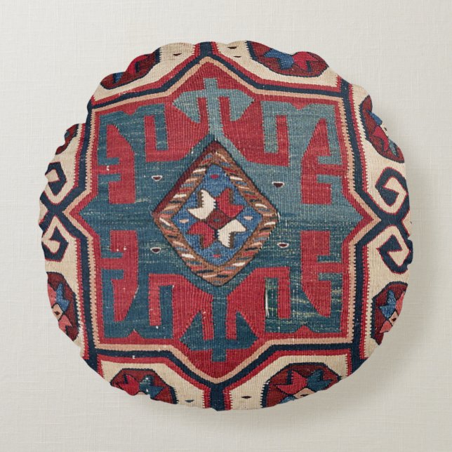 Blå Westernare julféet Cowboy Stil Ornate  Rund Kudde (Framsidan)