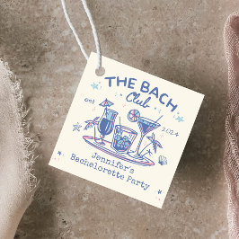 Blå Whimsical Strand Cocktail Möhippa Fest Gåvor Etiketter