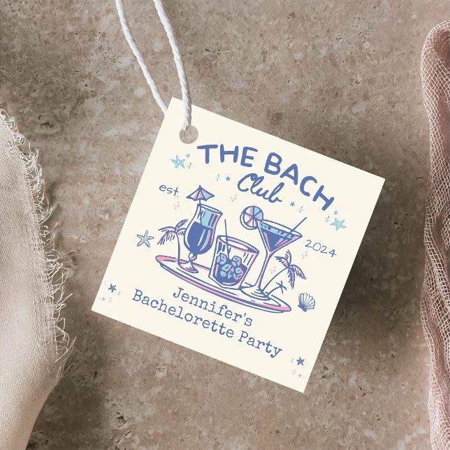 Blå Whimsical Strand Cocktail Systerfest Gåvor Etiketter (Skapare uppladdad)