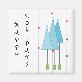 Blå Whimsical Träd Magnet