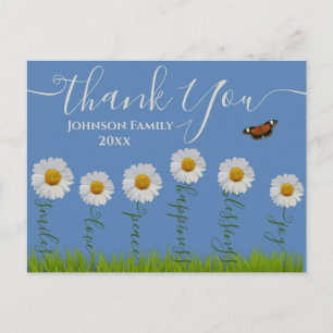 Blå Whimsical Tusenskönan Tack Dig Blommig Thanksg Vykort