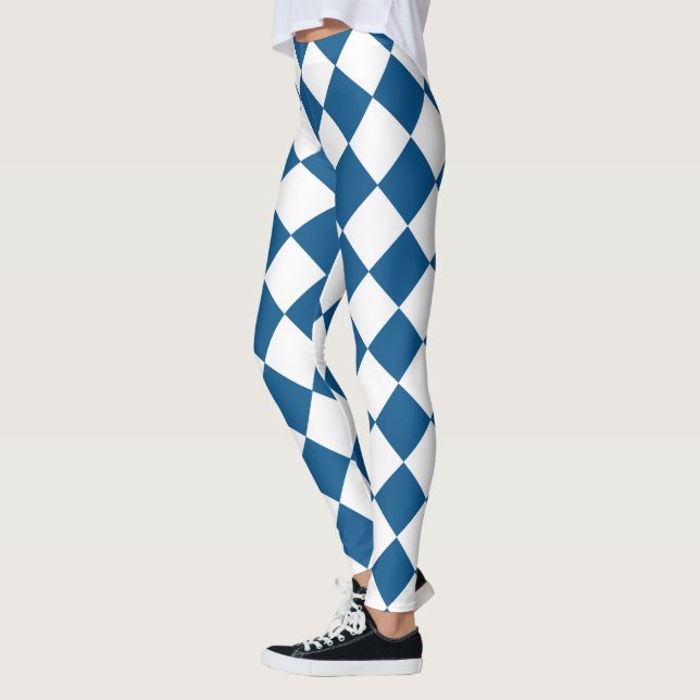 Blå | White Classiond Harlequins Mönster Leggings (Vänster)