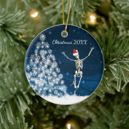 Blå & White Santa Skeleton "jul 20xx" Julgransprydnad Keramik