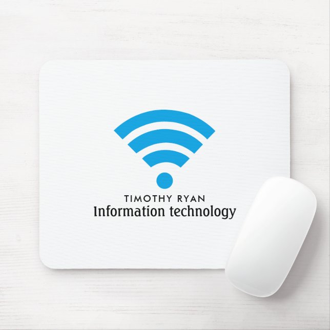 Blå Wi-Fi-Logotyp, informationsteknik, dator Musmatta (Med mus)