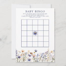 Blå WildblomBoho Baby Shower Bingo Game Inbjudningar
