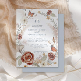 Blå Wildblomens Blommigt WandeButterfly Greenery Inbjudningar