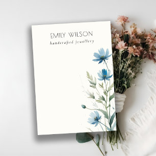 Blå Wildblommans vattenfärg Blank Jewelry-Visning Visitkort