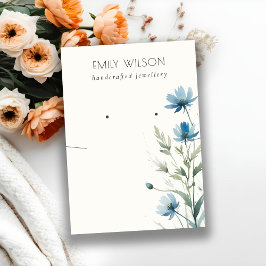 Blå Wildblomme Necklace Earring Jewelry Visning Visitkort