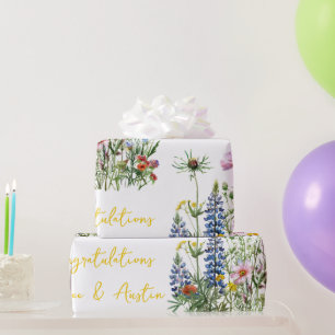 Blå Wildblommor Bröllop/Shower-Grattisar Presentpapper
